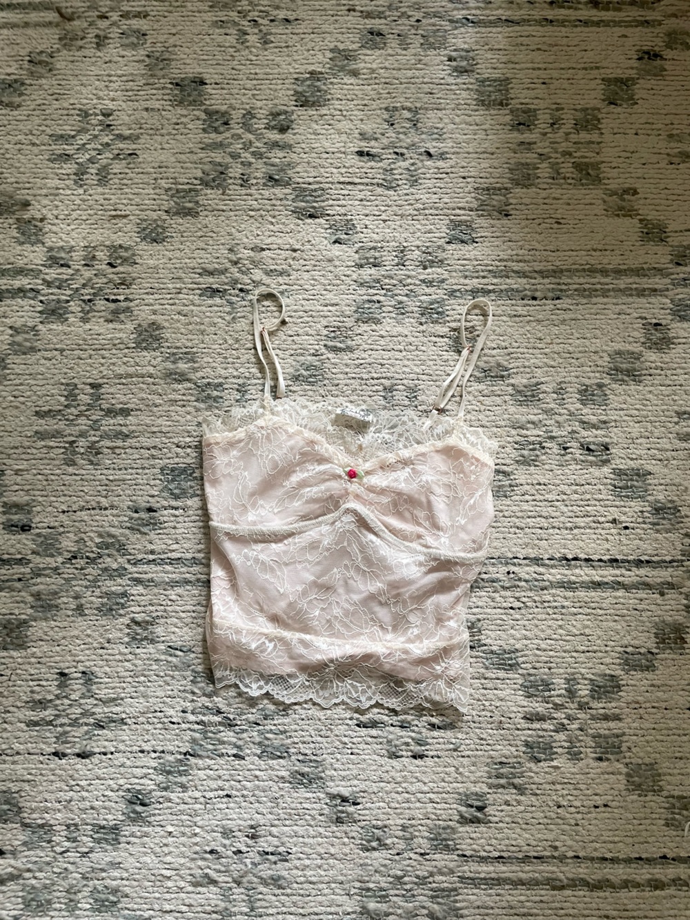 Free People Blush Lace Camisole with Delicate Trim